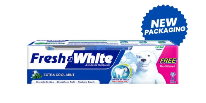 Fresh & White Extra Cool Mint 160g (free toothbrush)