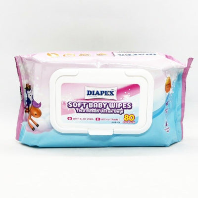 Diapex Soft Baby Wipes 80 sheets with Aloe Vera